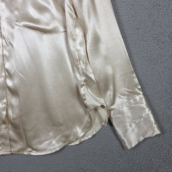 Free People Shirt Womens Size Medium Shooting For The Moon Button Down Satin - Picture 5 of 15